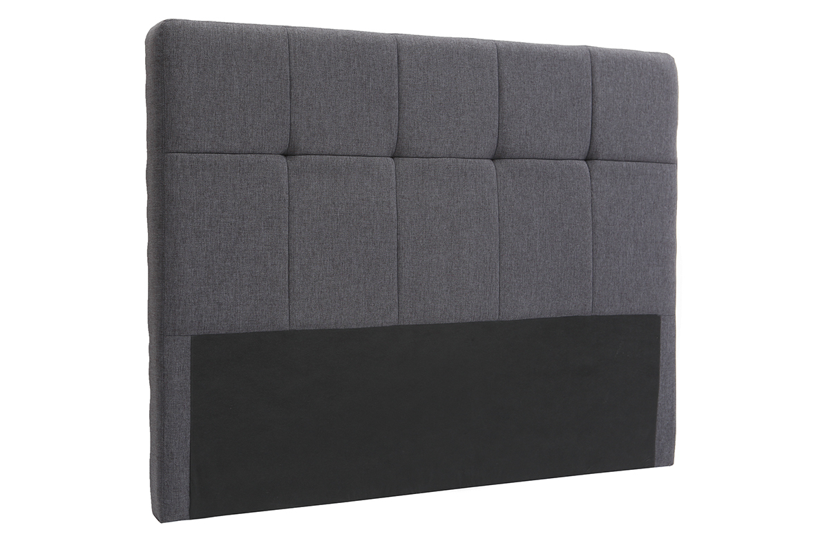 Tte de lit classique tissu gris fonc 140 cm CLOVIS
