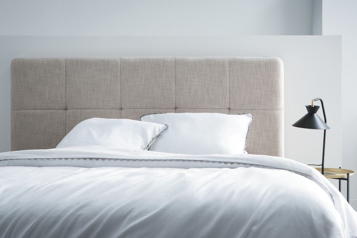 Tte de lit classique tissu gris fonc 140 cm CLOVIS