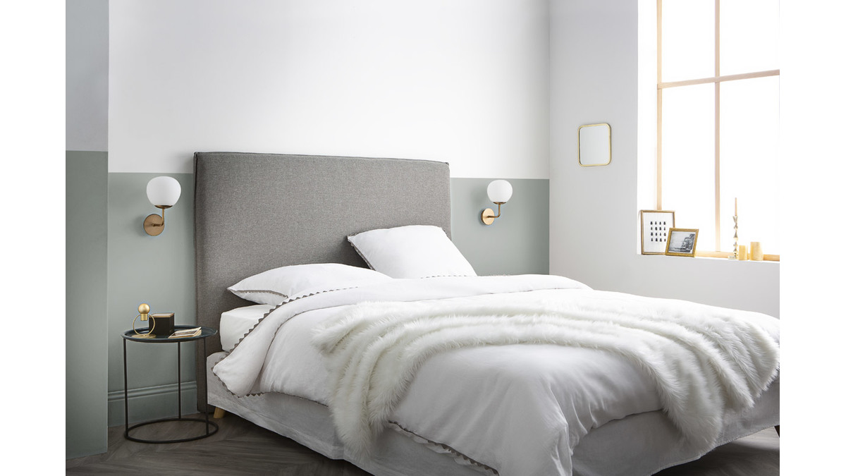 Tte de lit design en tissu gris clair 156 cm ATHENA