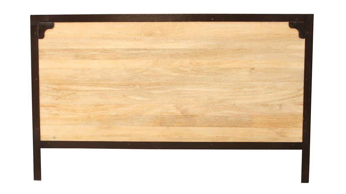 Tête de lit en bois manguier massif et métal noir L165 cm INDUSTRIA
