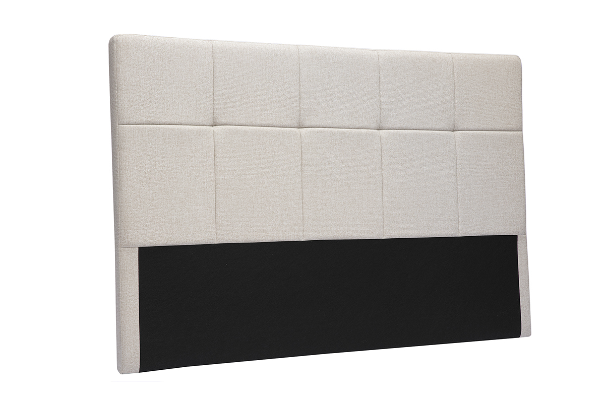 T�te de lit en tissu beige cr�me L160 cm CLOVIS