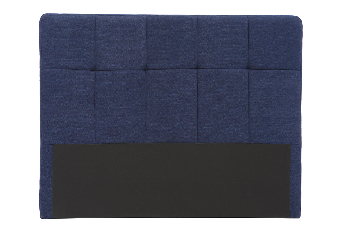 T�te de lit en tissu bleu fonc� L160 cm CLOVIS