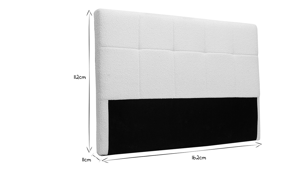 Tte de lit en tissu effet laine boucle blanc L160 cm CLOVIS