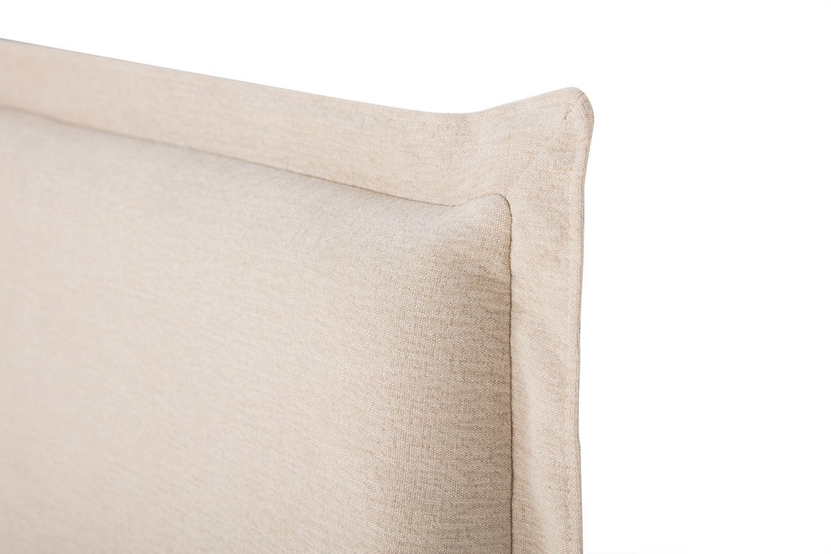 Tte de lit en tissu effet lin beige L160 cm PIA