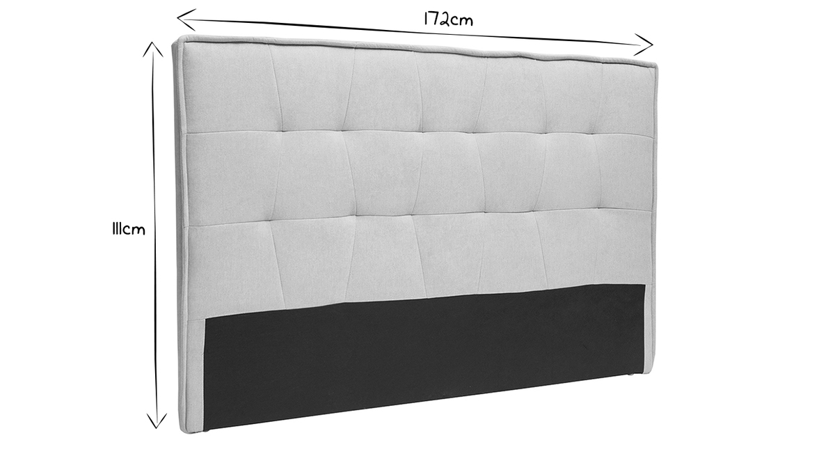 Tte de lit en tissu effet velours grge L170 cm SUKA