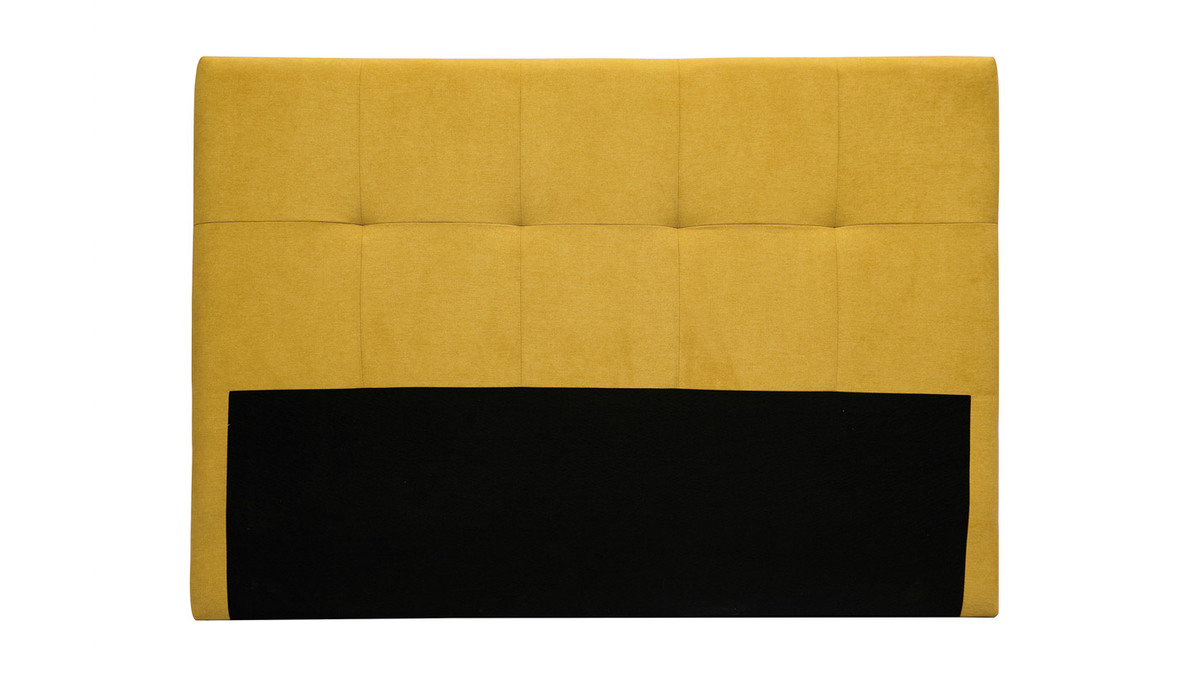 Tte de lit en tissu effet velours jaune moutarde L160 cm CLOVIS