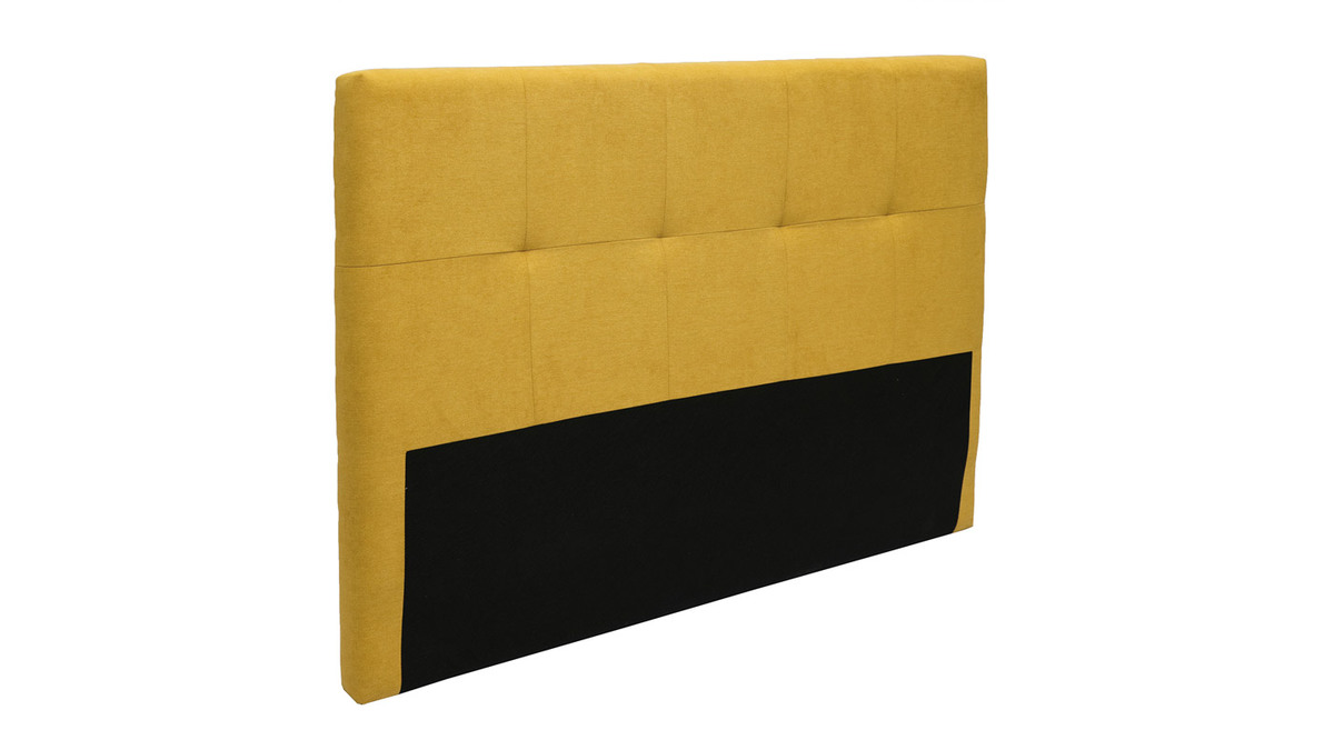 Tte de lit en tissu effet velours jaune moutarde L160 cm CLOVIS