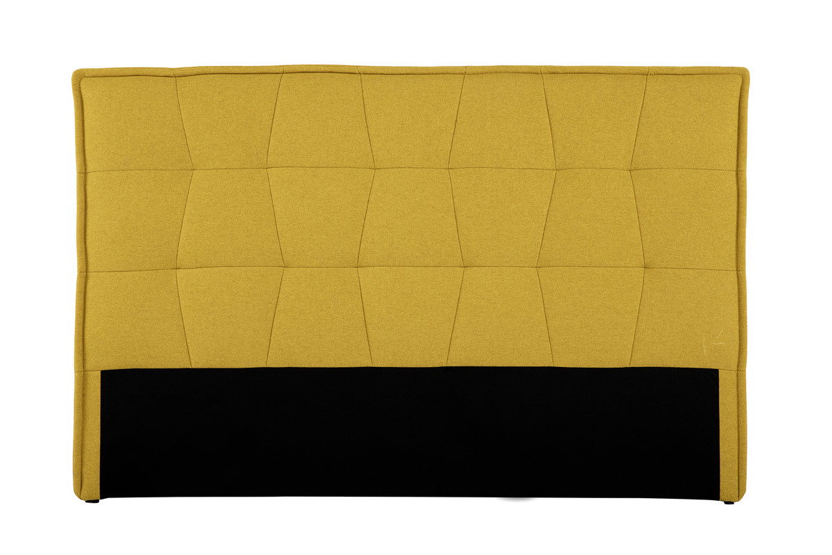 Tte de lit en tissu effet velours jaune moutarde L170 cm SUKA