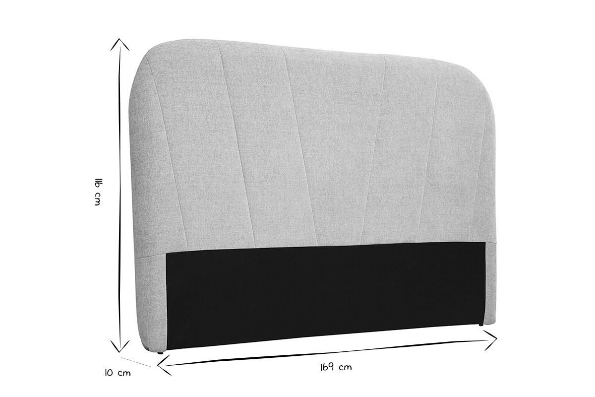 T�te de lit en tissu effet velours textur� beige L169 cm ALANIS