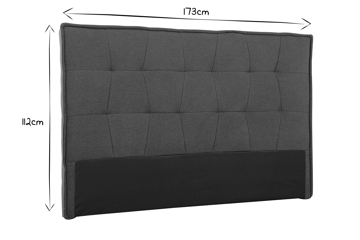 Tte de lit en tissu gris clair L170 cm SUKA