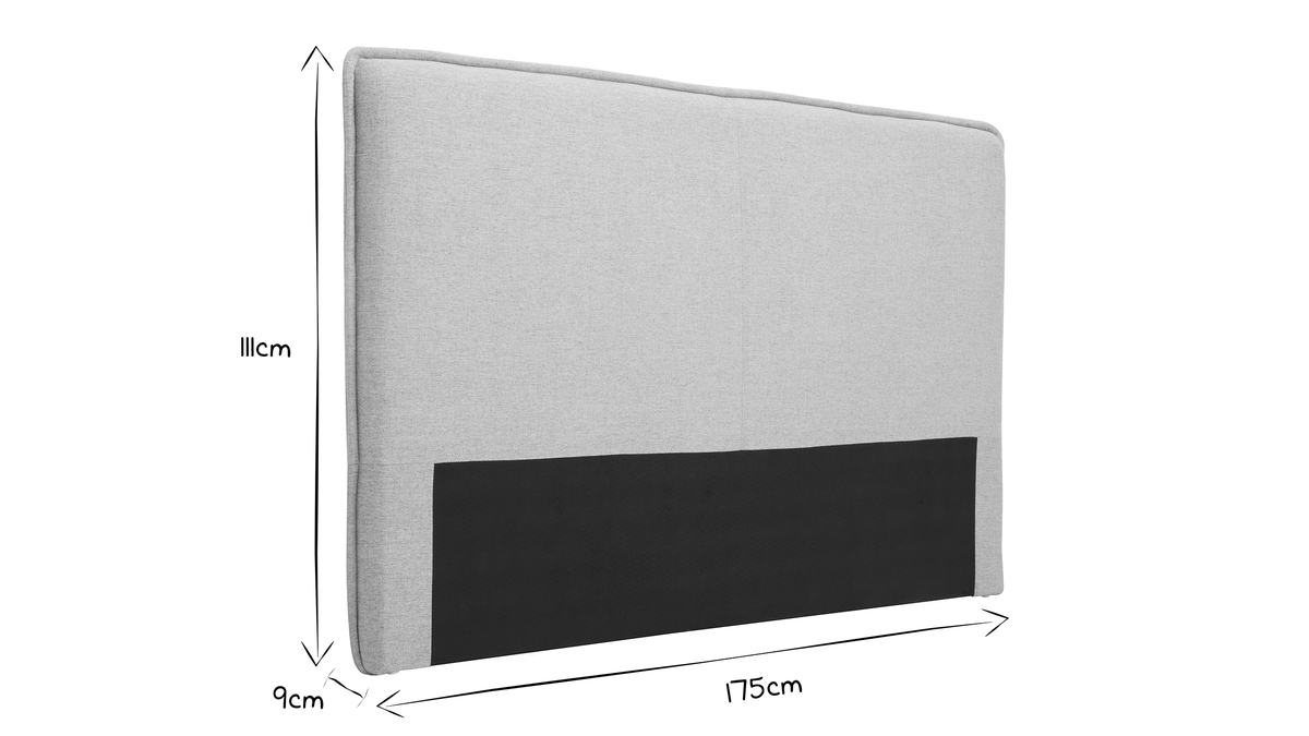 Tte de lit en tissu gris clair L175 cm MARCIA