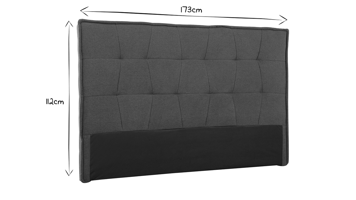 Tte de lit en tissu gris fonc L170 cm SUKA