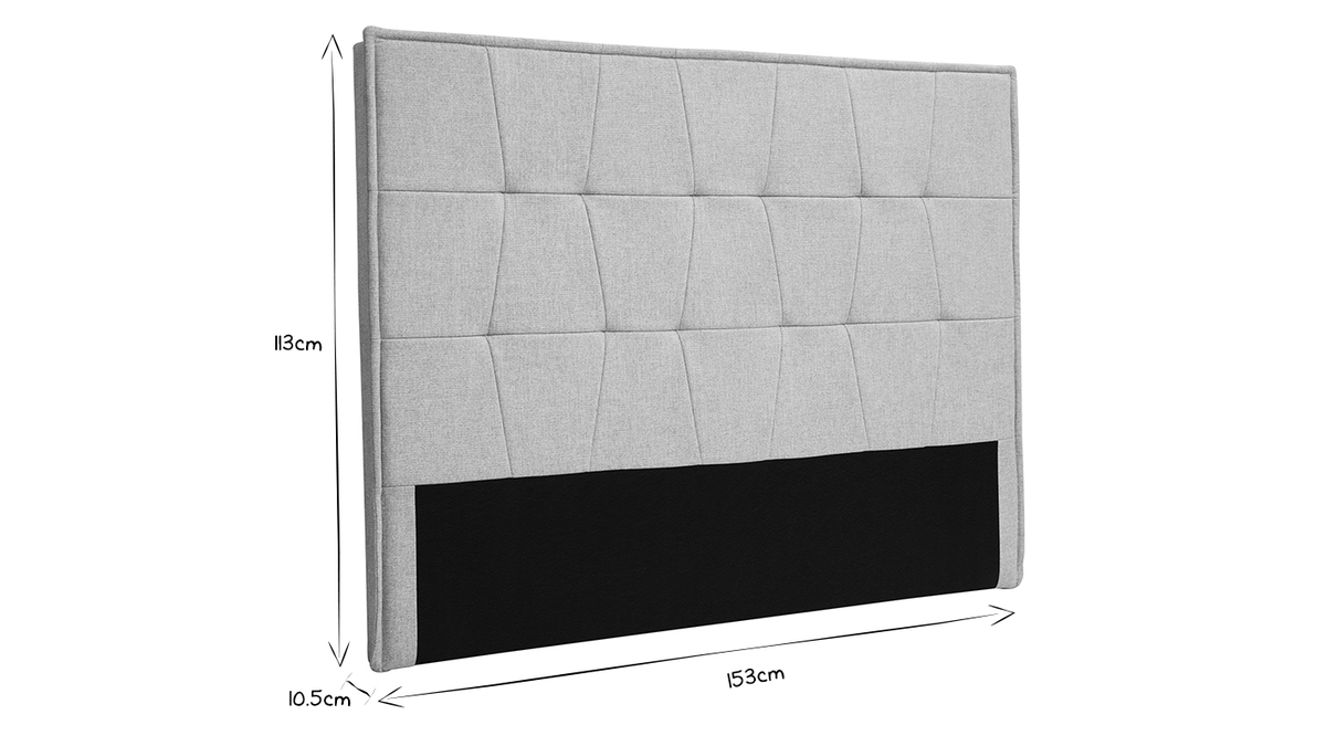 Tte de lit en tissu gris L150 cm SUKA
