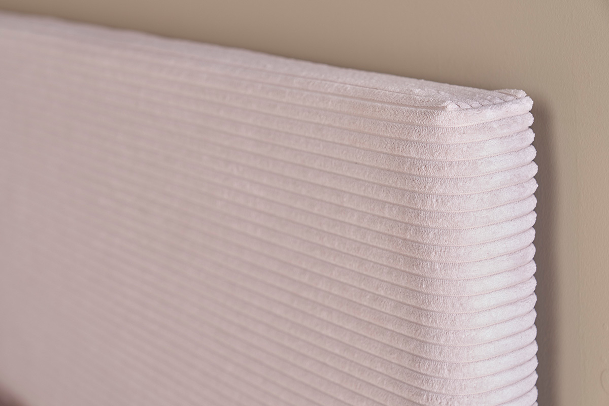 Tte de lit en tissu velours ctel beige L160 cm YOLANDA