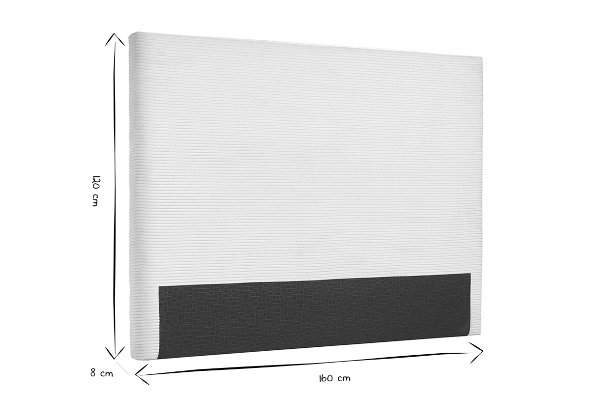 Tte de lit en tissu velours ctel beige L160 cm YOLANDA