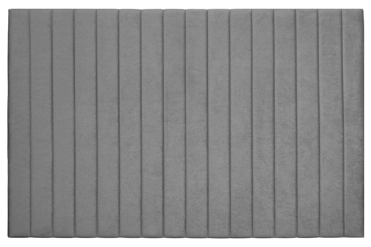 T�te de lit en tissu velours gris fonc� L170 cm NEHA