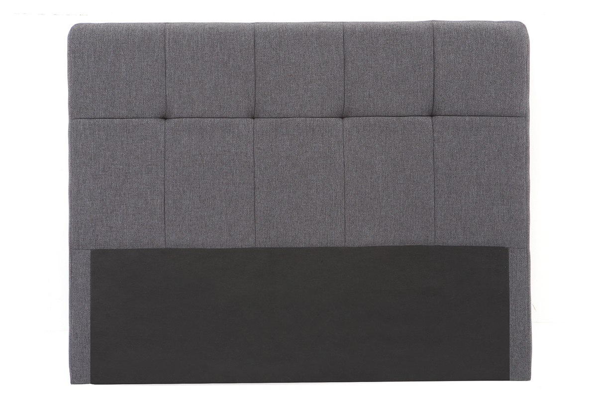 T�te de lit tissu gris fonc� 160 cm CLOVIS