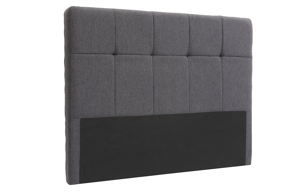 T�te de lit tissu gris fonc� 160 cm CLOVIS