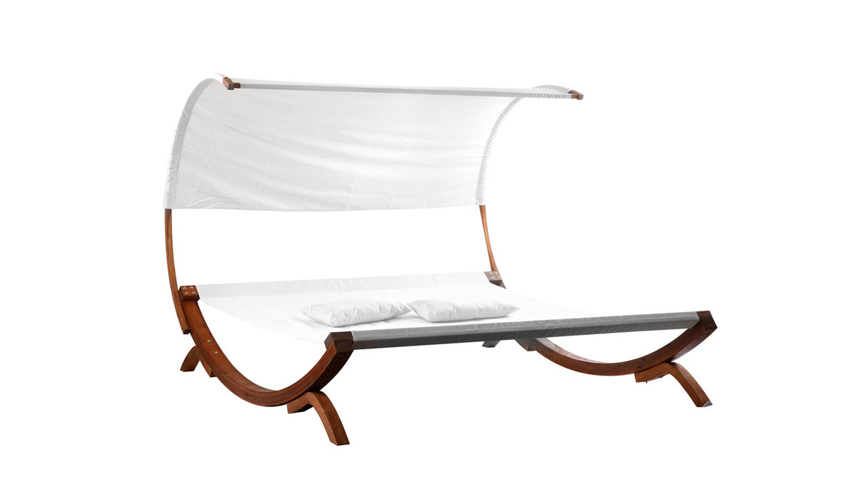 Transat double-bain de soleil de jardin blanc cass BREHAT