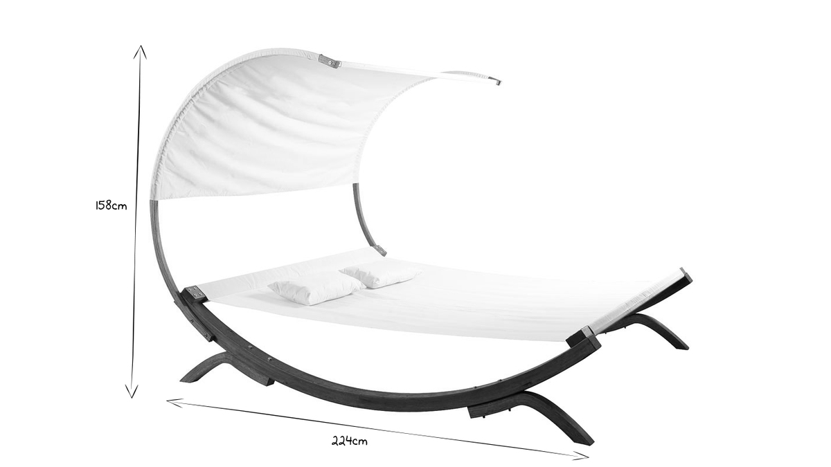 Transat double-bain de soleil de jardin blanc cass BREHAT