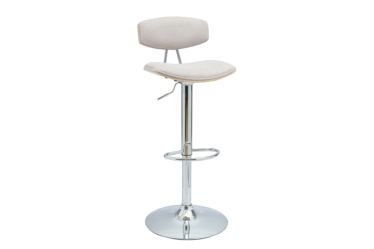 VASCO Tabourets de bar design r�glables en tissu effet velours textur� beige et m�tal ( lot de 2 )