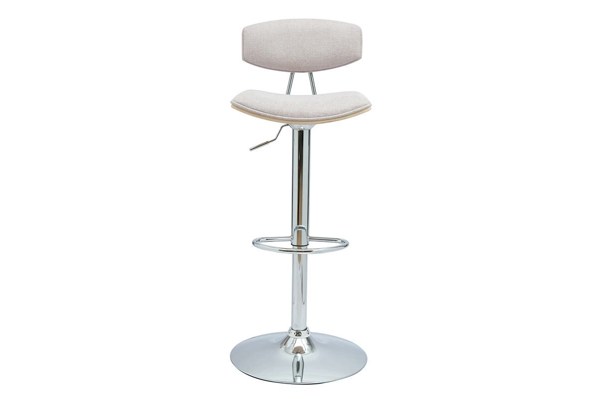 VASCO Tabourets de bar design r�glables en tissu effet velours textur� beige et m�tal ( lot de 2 )