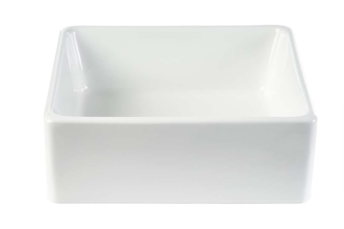 Vasque carr�e en c�ramique blanche L39 cm MILA