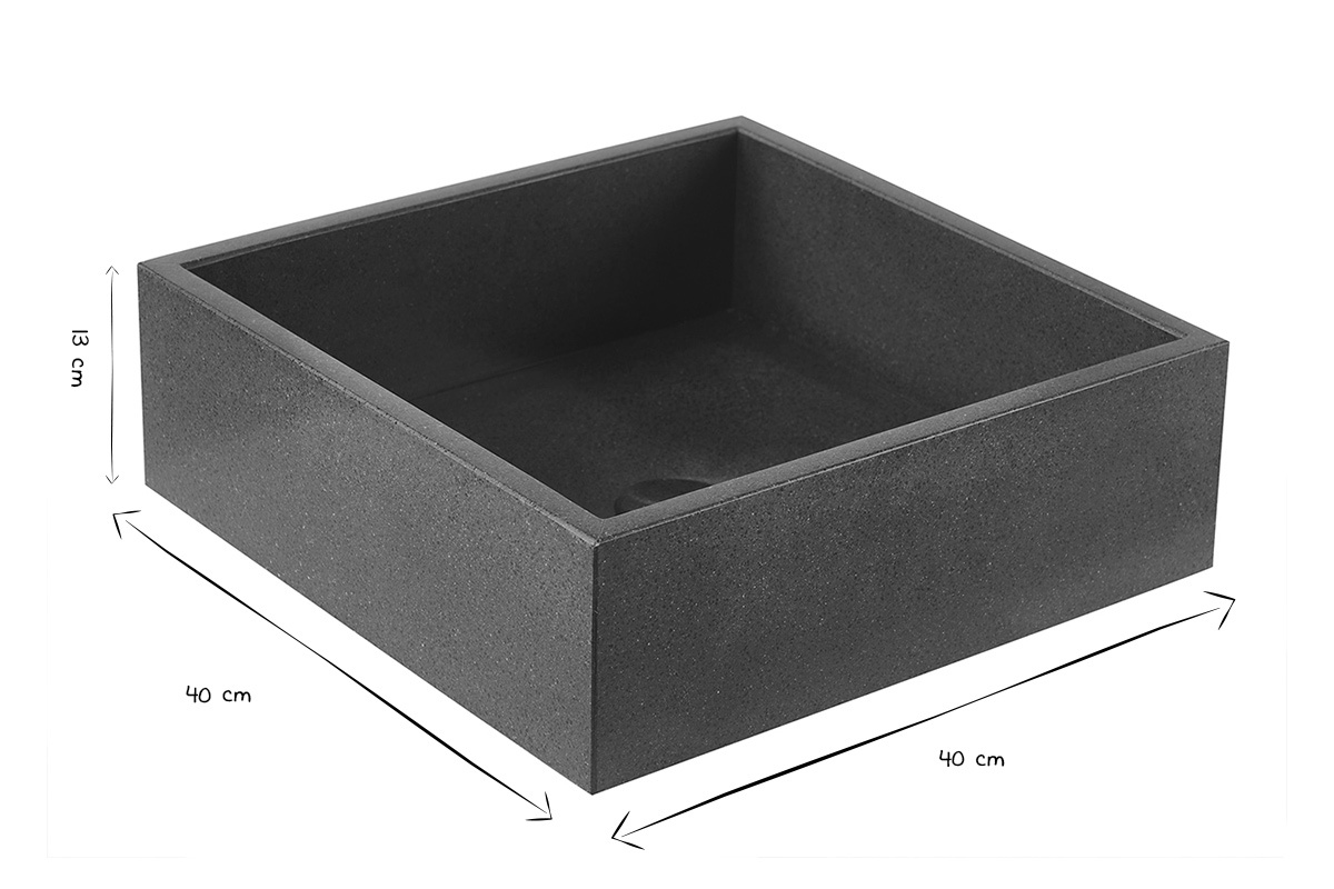 Vasque carr�e en terrazzo noir L40 cm LOUSSA