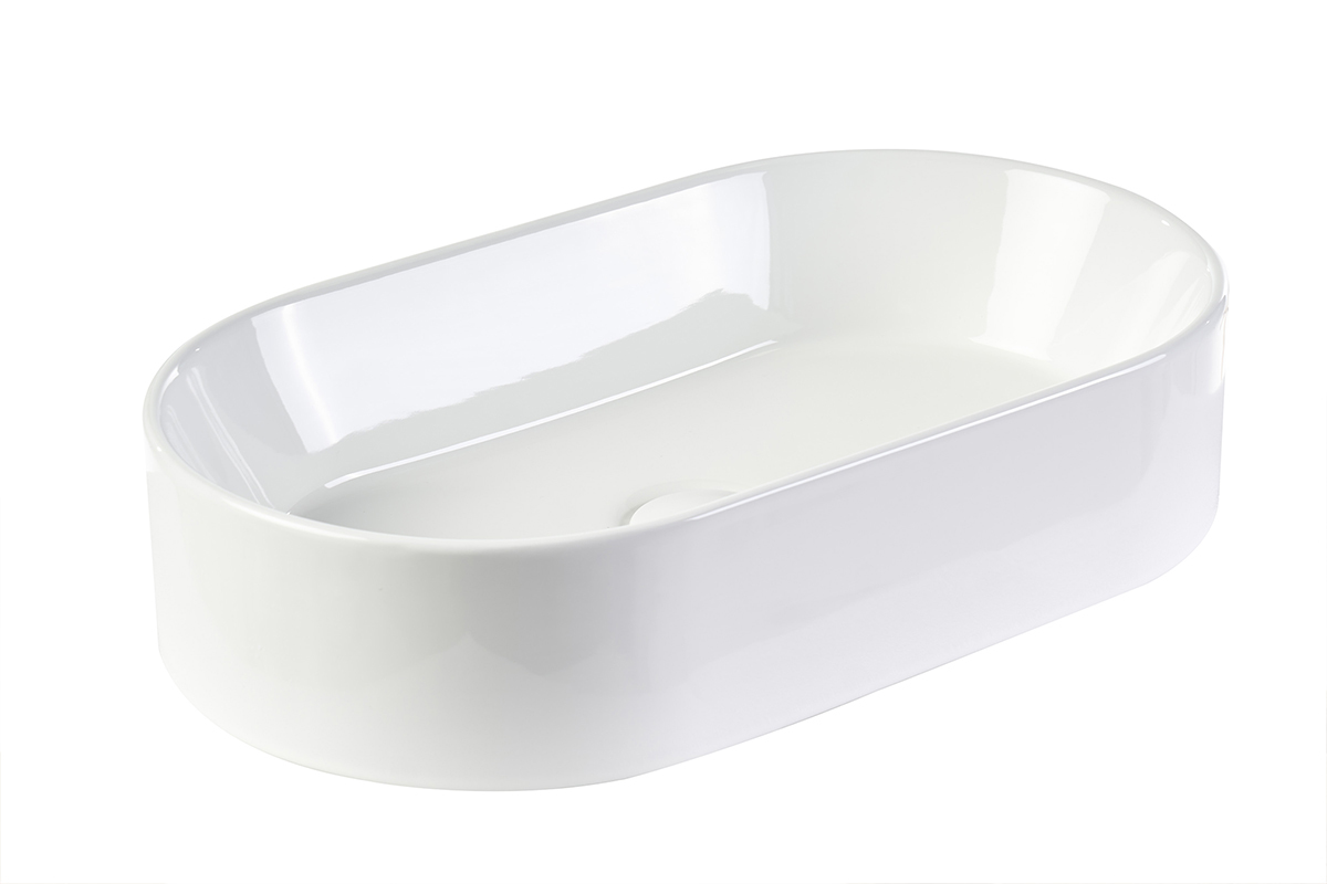 Vasque ovale en c�ramique blanche L52.5 cm YARA