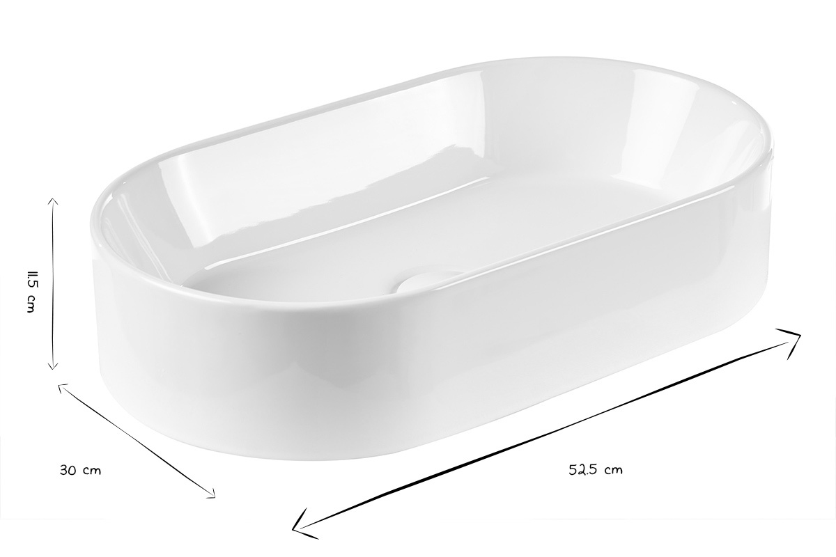 Vasque ovale en c�ramique blanche L52.5 cm YARA