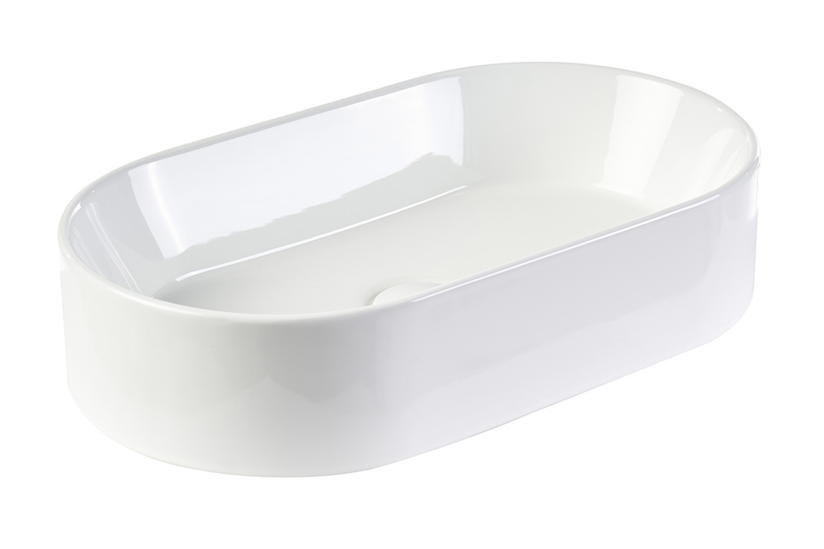Vasque ovale en c�ramique blanche L52.5 cm YARA