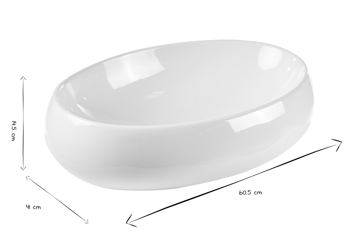Vasque ovale en c�ramique blanche L60.5 cm GALEA