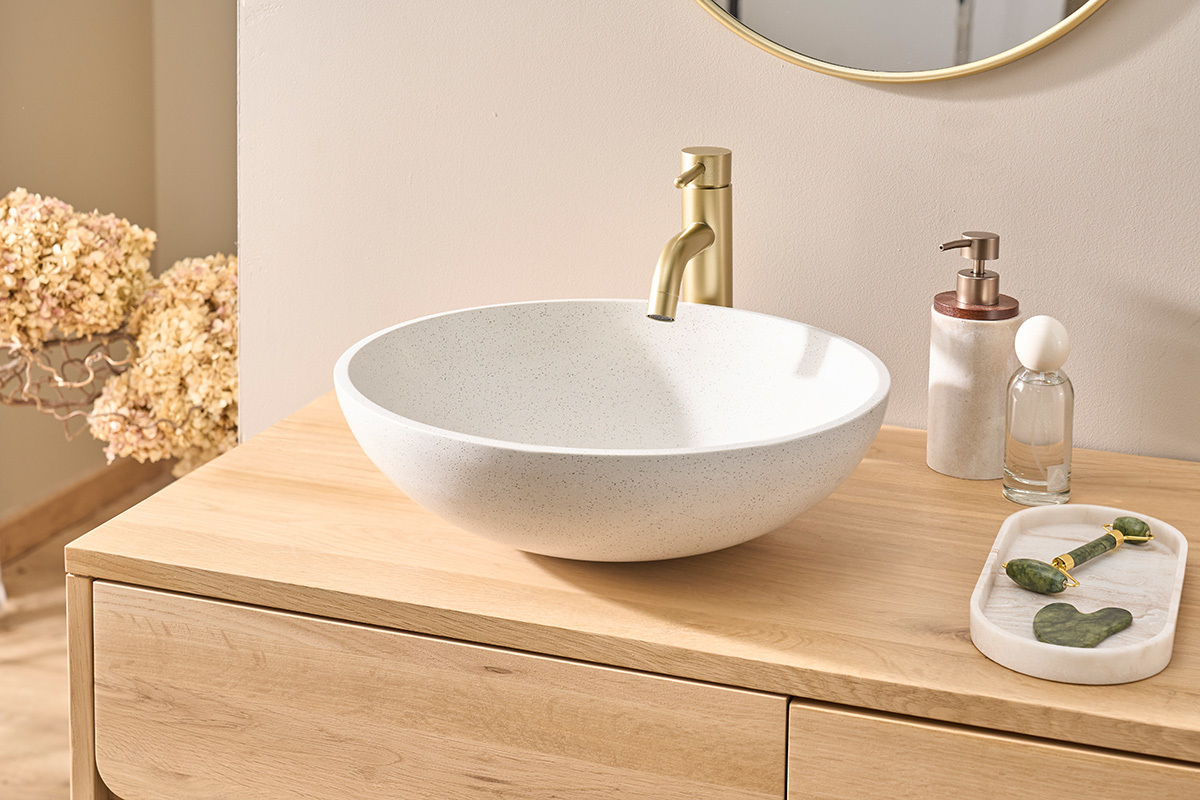 Vasque ronde en terrazzo gris D40 cm LAORA