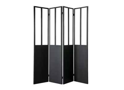 Verrière atelier paravent industriel en métal noir et verre 4 vantaux L160 cm RACK